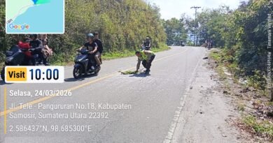 Polres Samosir Mediasi Kecelakaan di Jalan Umum Desa Boho, Jalan Kembali Aman Dilalui