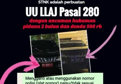 mengganti nomor polisi kendaraan dengan nomor polisi lain adalah pelanggaran hukum sesuai uu dan pasal apa?